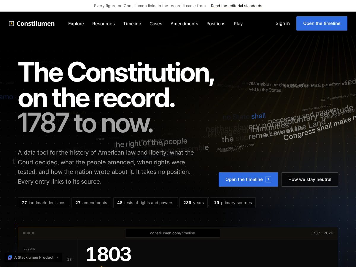 Landing-page snapshot of constilumen.com