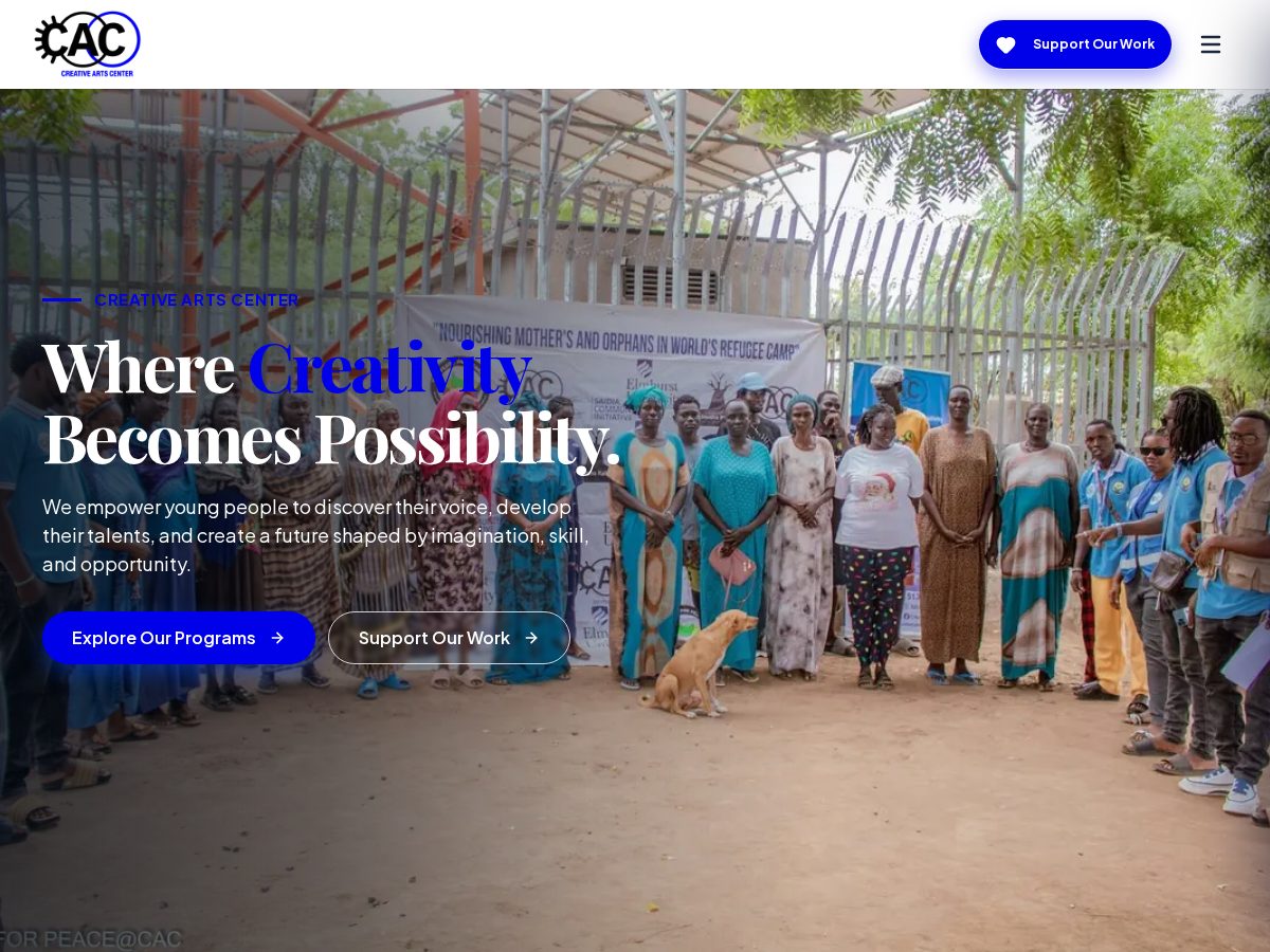 Landing-page snapshot of creativeartscentre.org
