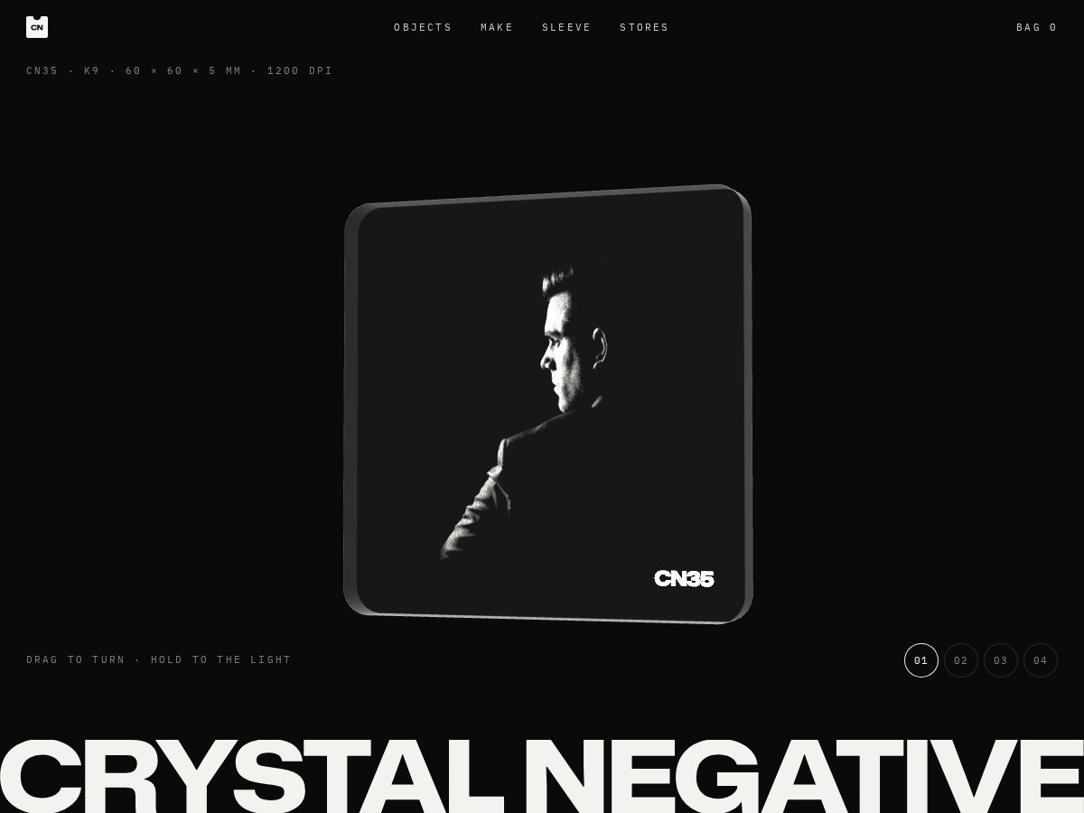 Landing-page snapshot of crystalnegatives.com
