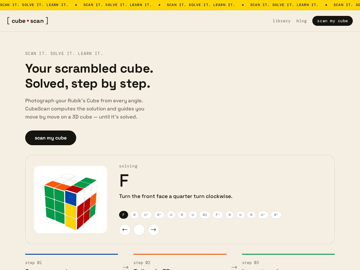 Landing-page snapshot of cubescan.app