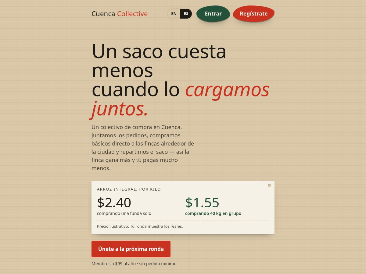 Landing-page snapshot of cuencaco-op.com