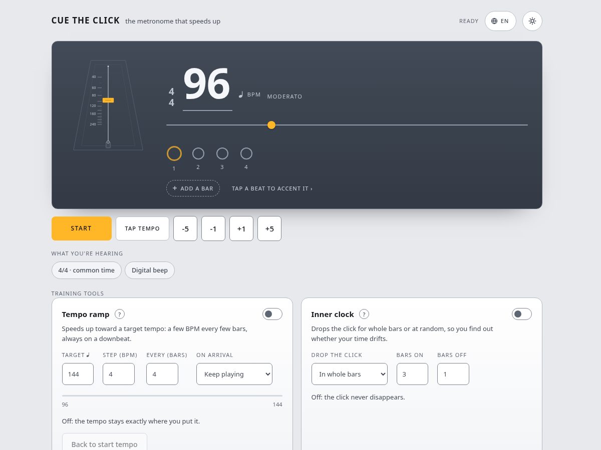 Landing-page snapshot of cuetheclick.app