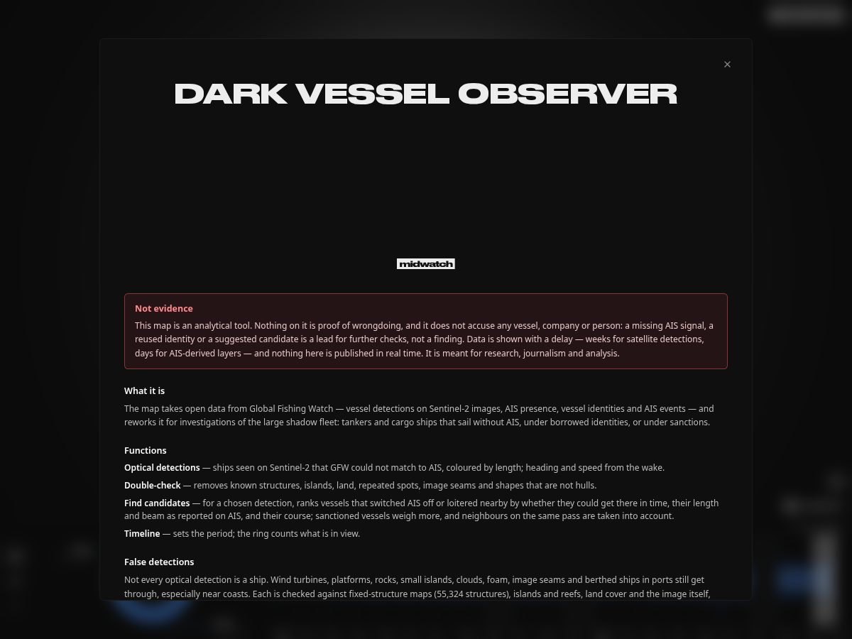 Landing-page snapshot of darkvessel.observer