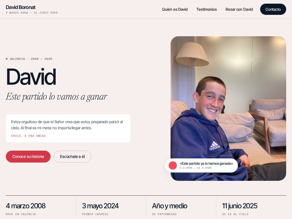Landing-page snapshot of davidboronat.com