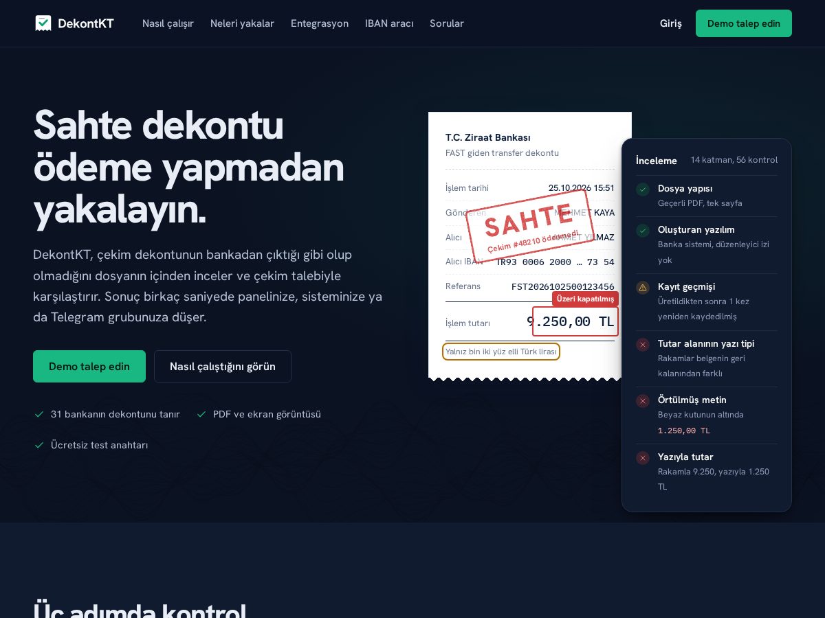 Landing-page snapshot of dekontkt.com