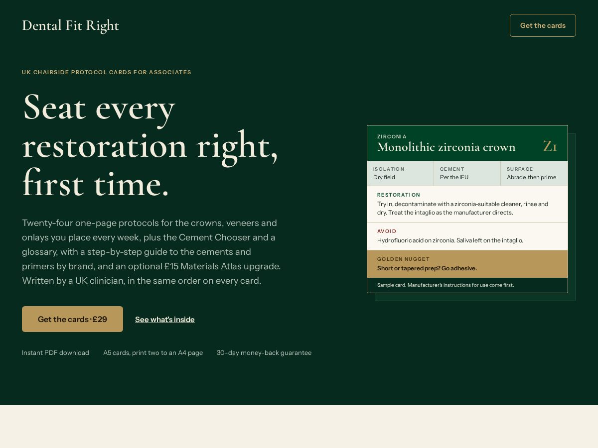Landing-page snapshot of dentalfitright.com