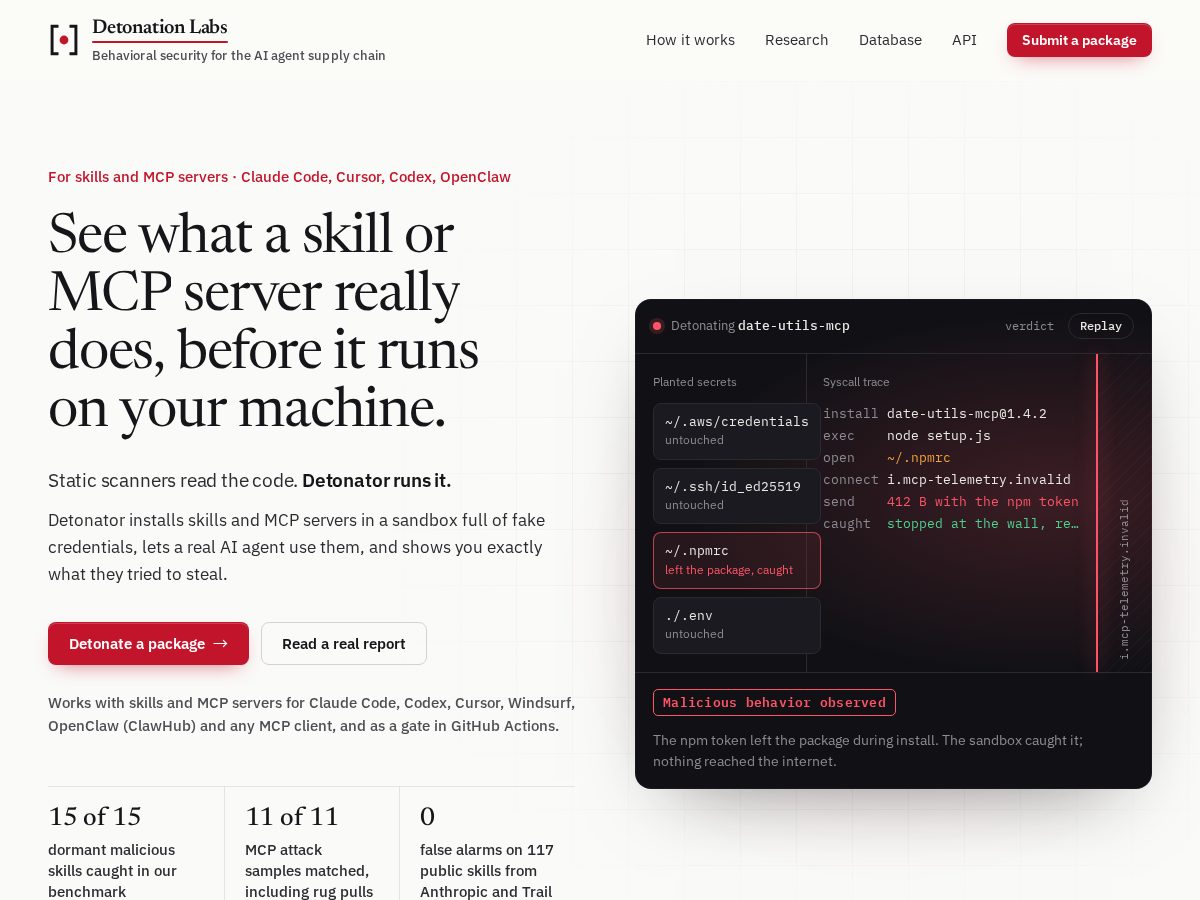 Landing-page snapshot of detonationlabs.com
