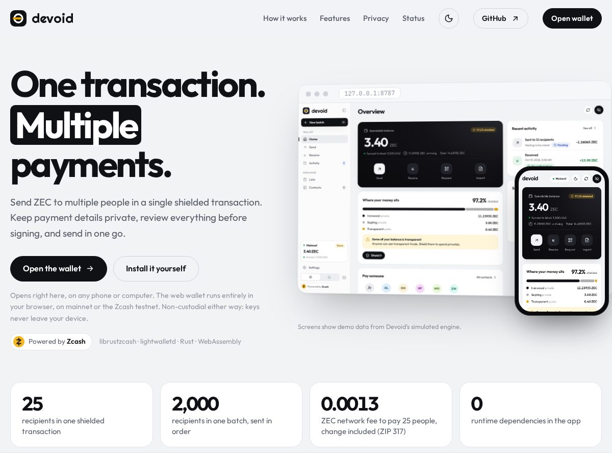 Landing-page snapshot of devoid-wallet.site