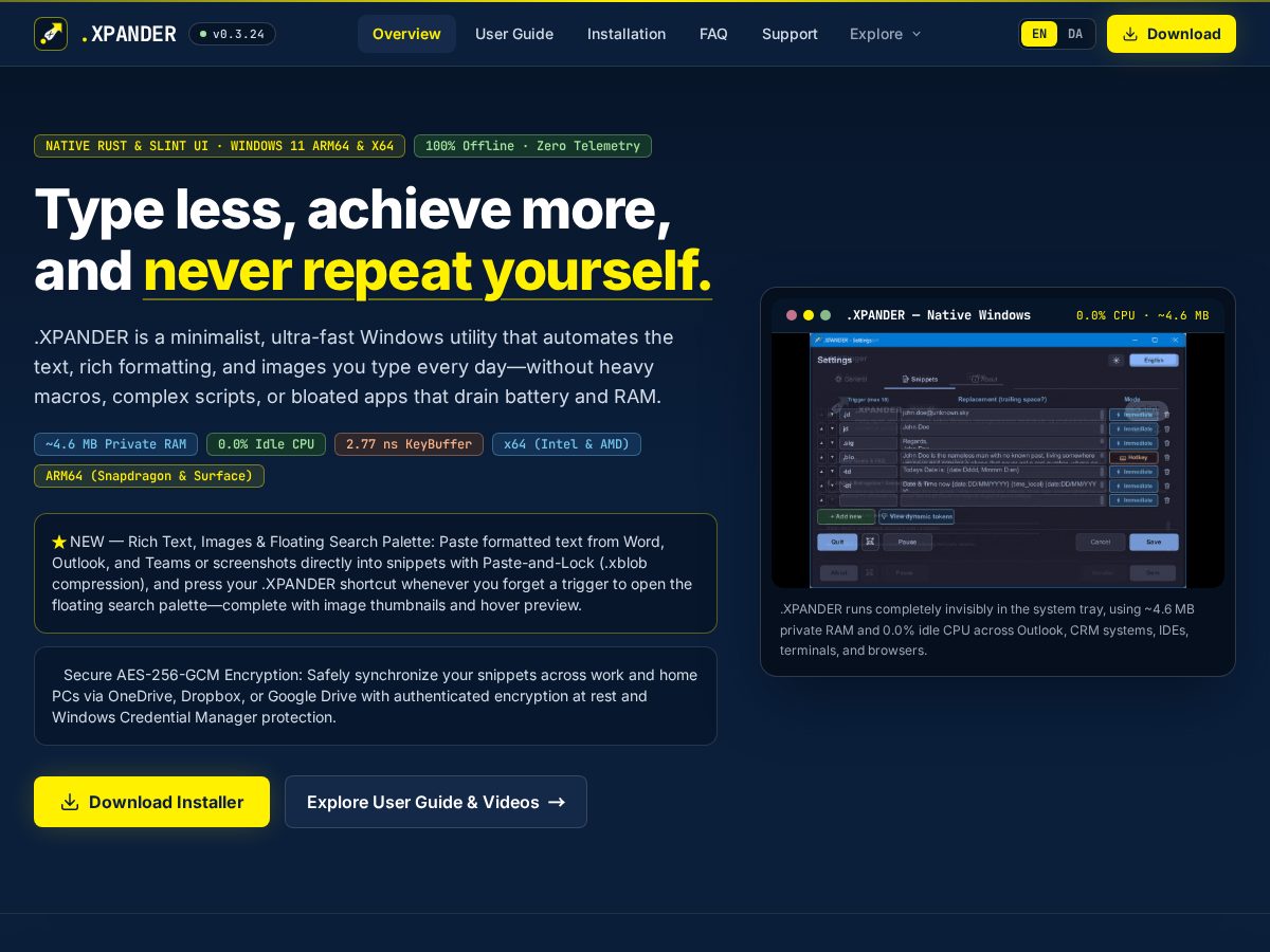 Landing-page snapshot of dotxpander.com
