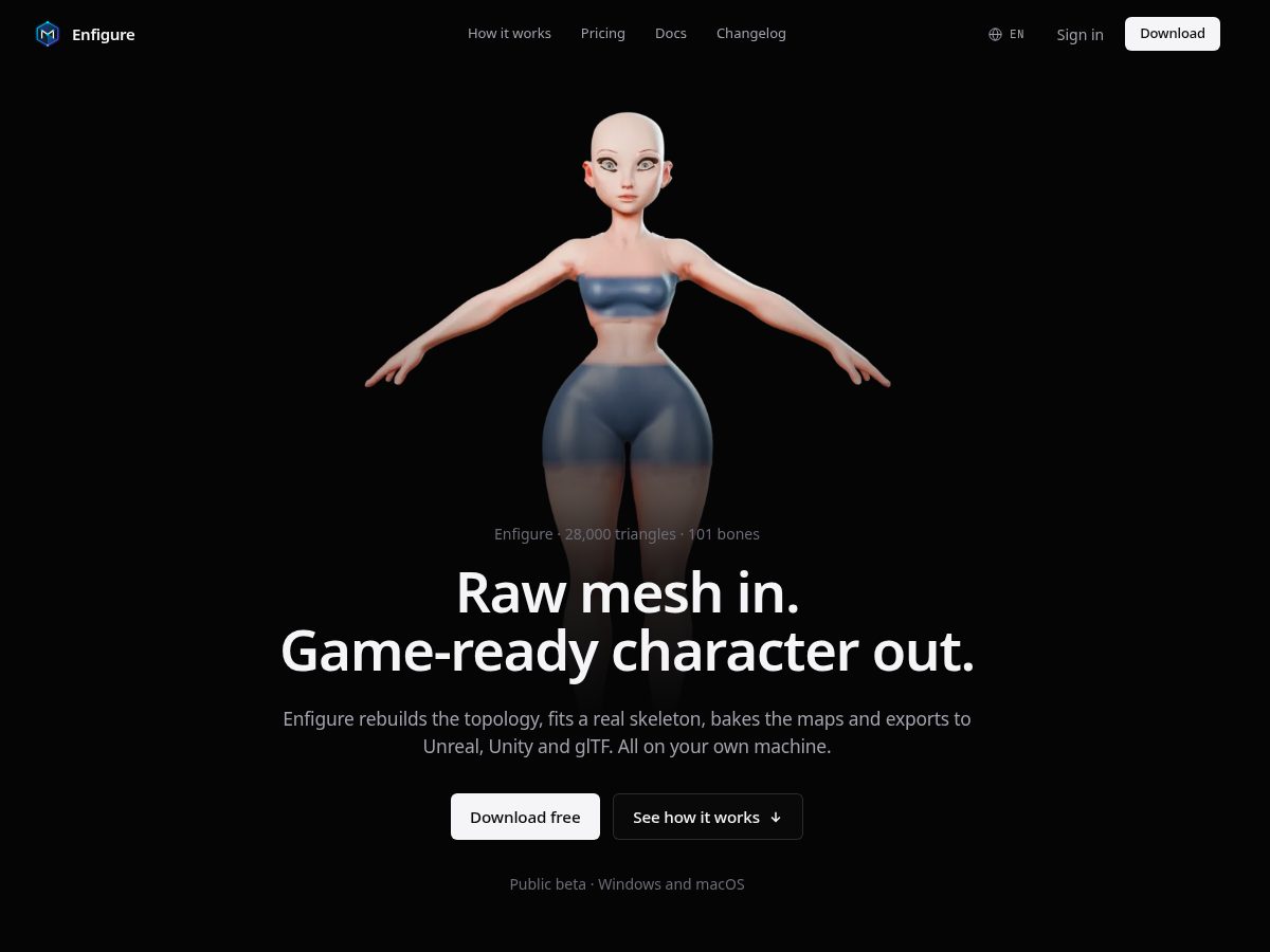 Landing-page snapshot of enfigure.app