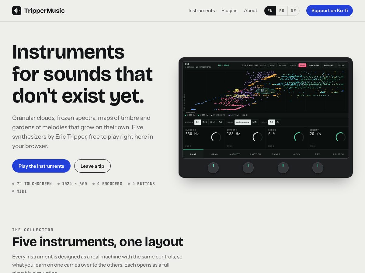 Landing-page snapshot of erictrippermusic.com