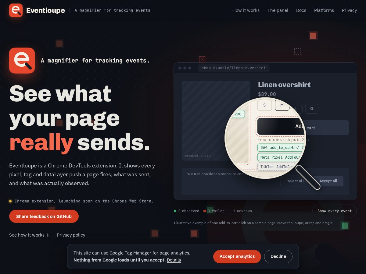 Landing-page snapshot of eventloupe.com
