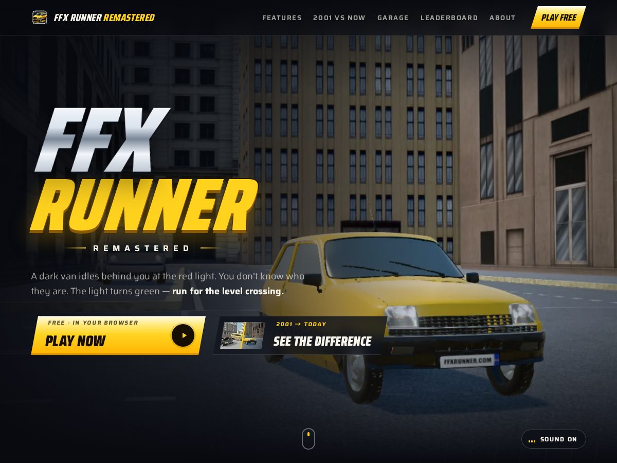 Landing-page snapshot of ffxrunner.com