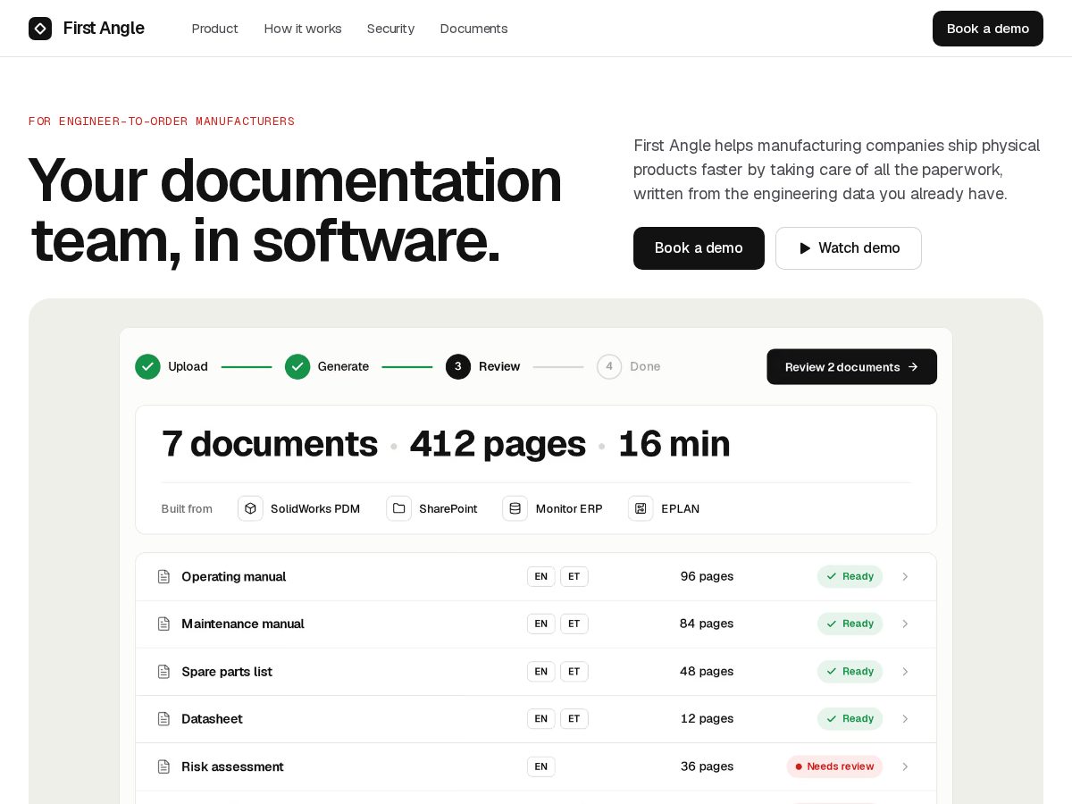 Landing-page snapshot of firstangleai.com