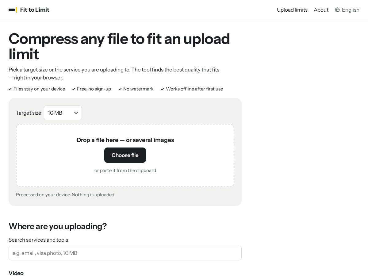 Landing-page snapshot of fit-to-limit.com