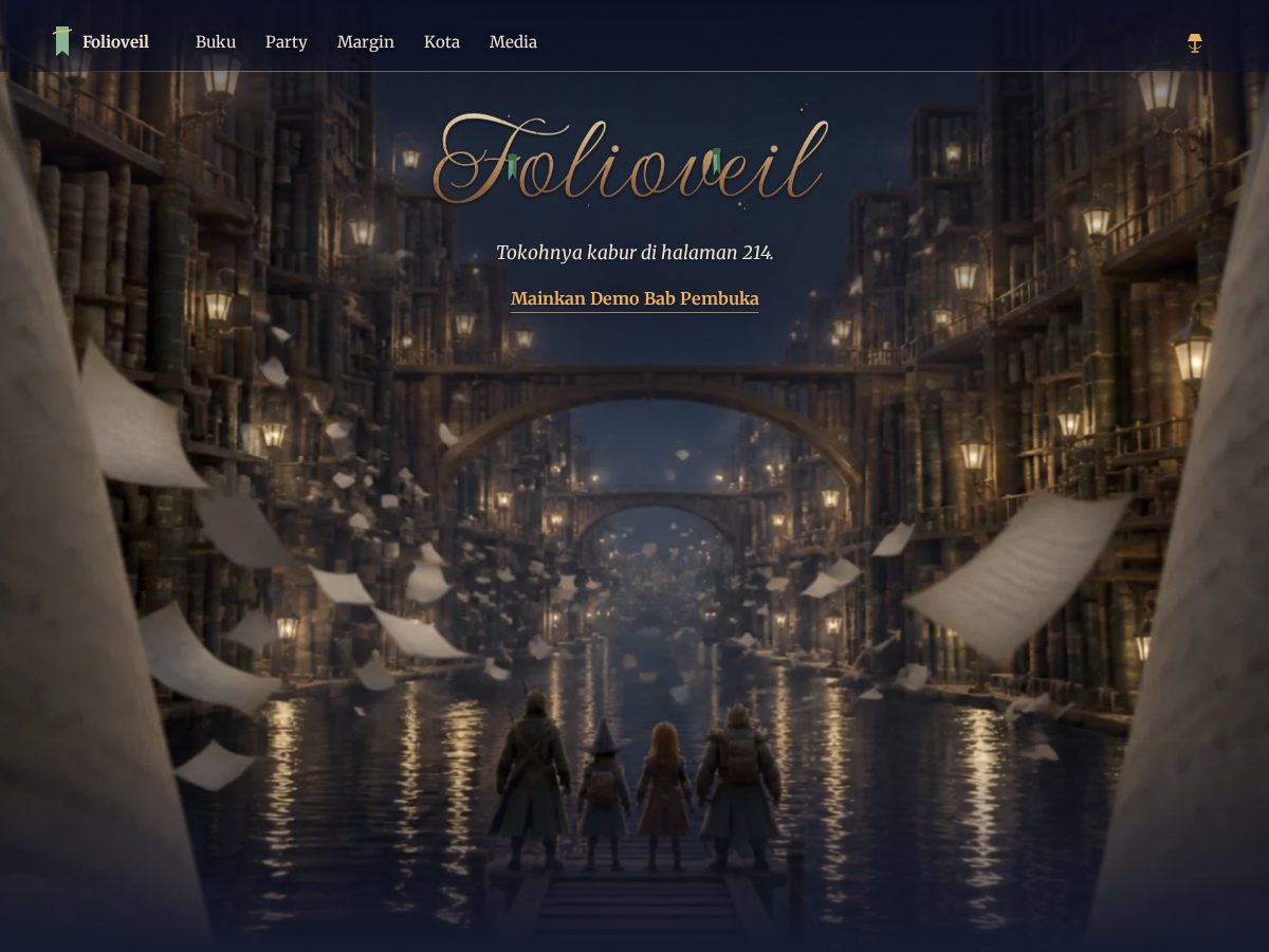 Landing-page snapshot of folioveil.com