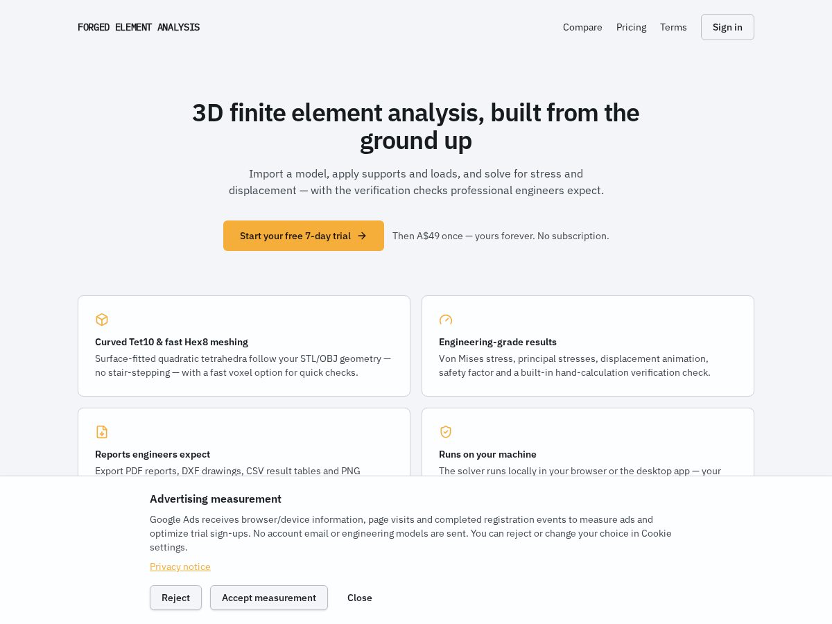 Landing-page snapshot of forgefea.com