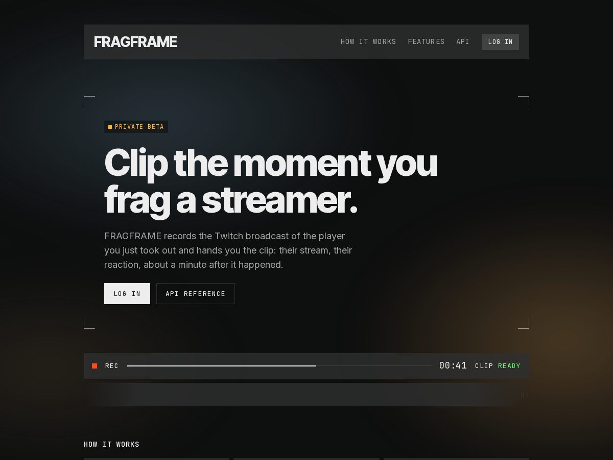 Landing-page snapshot of fragframe.net