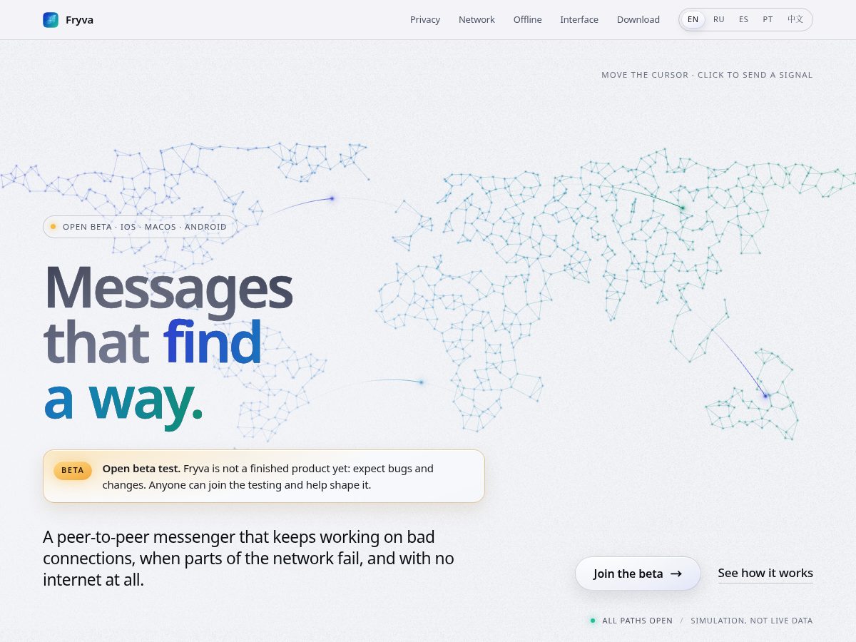 Landing-page snapshot of fryva.app