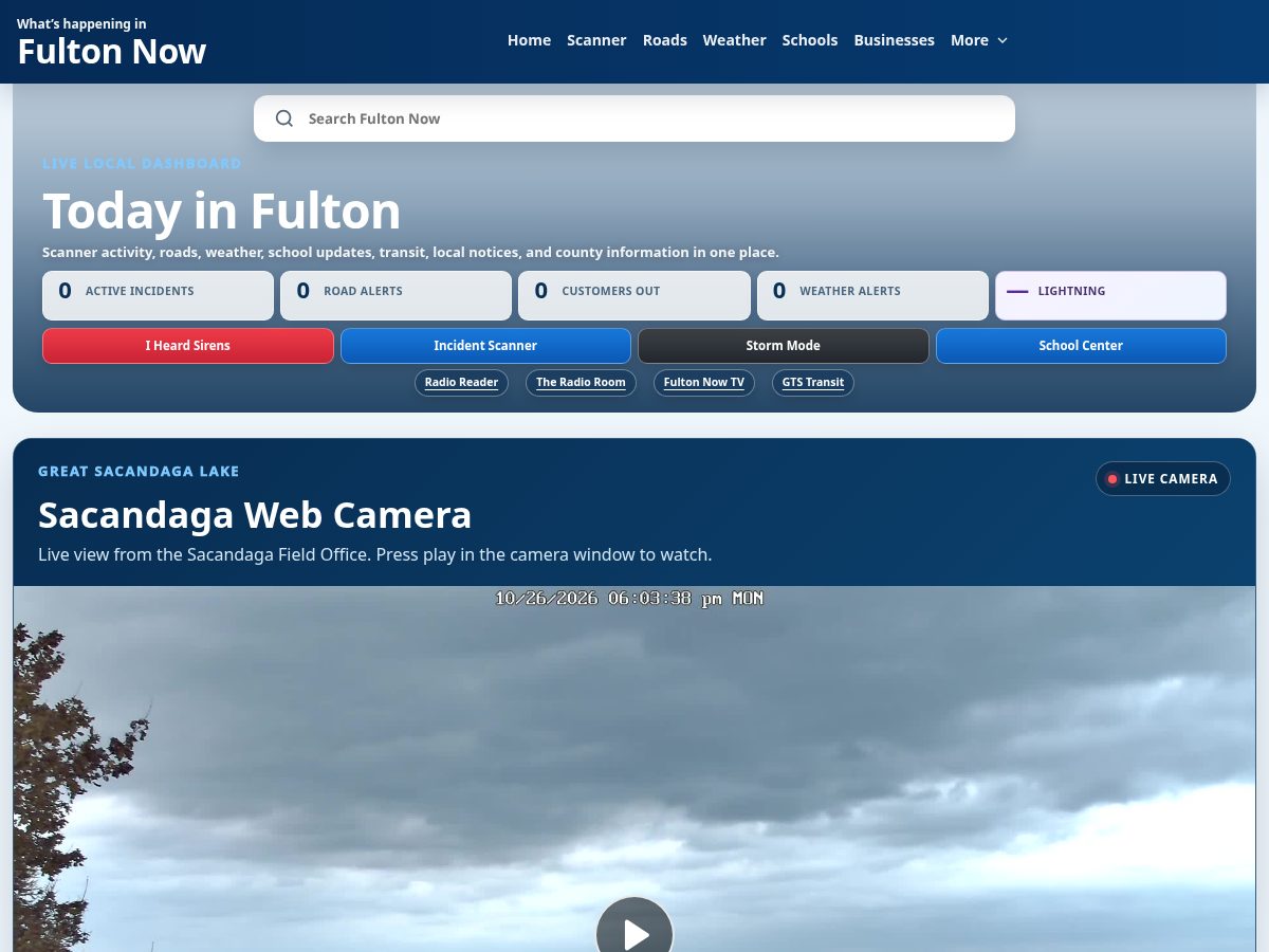 Landing-page snapshot of fultonnow.com