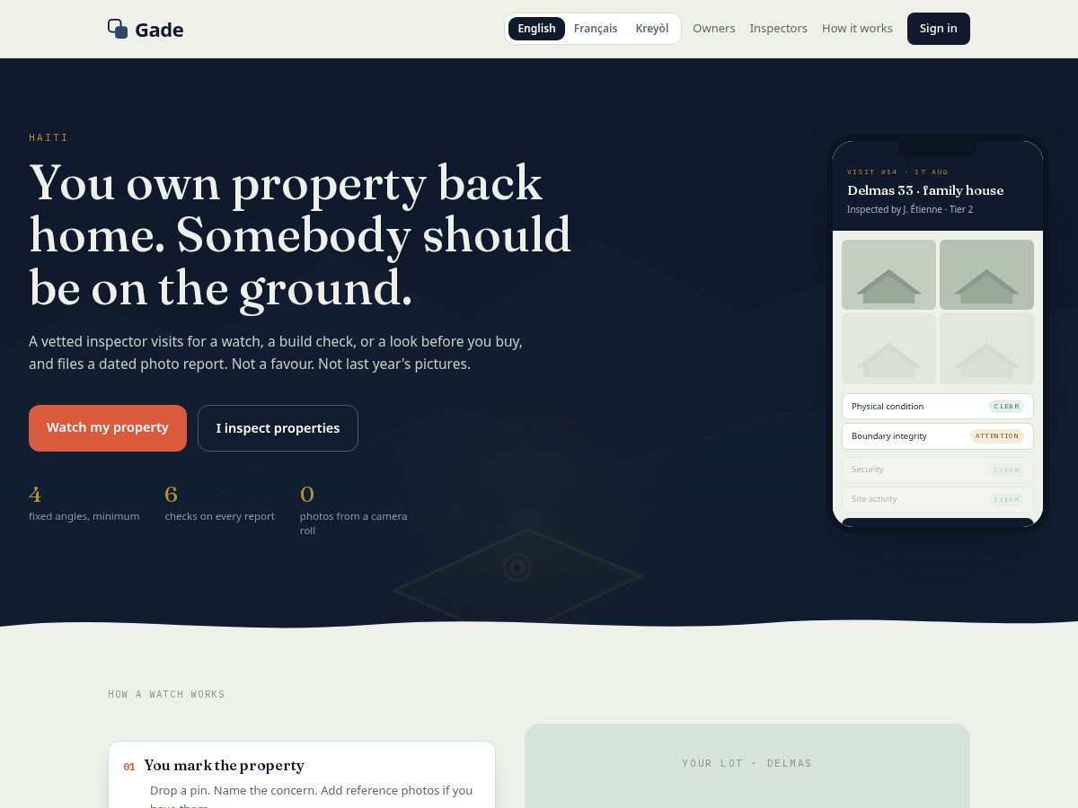 Landing-page snapshot of gadenow.com