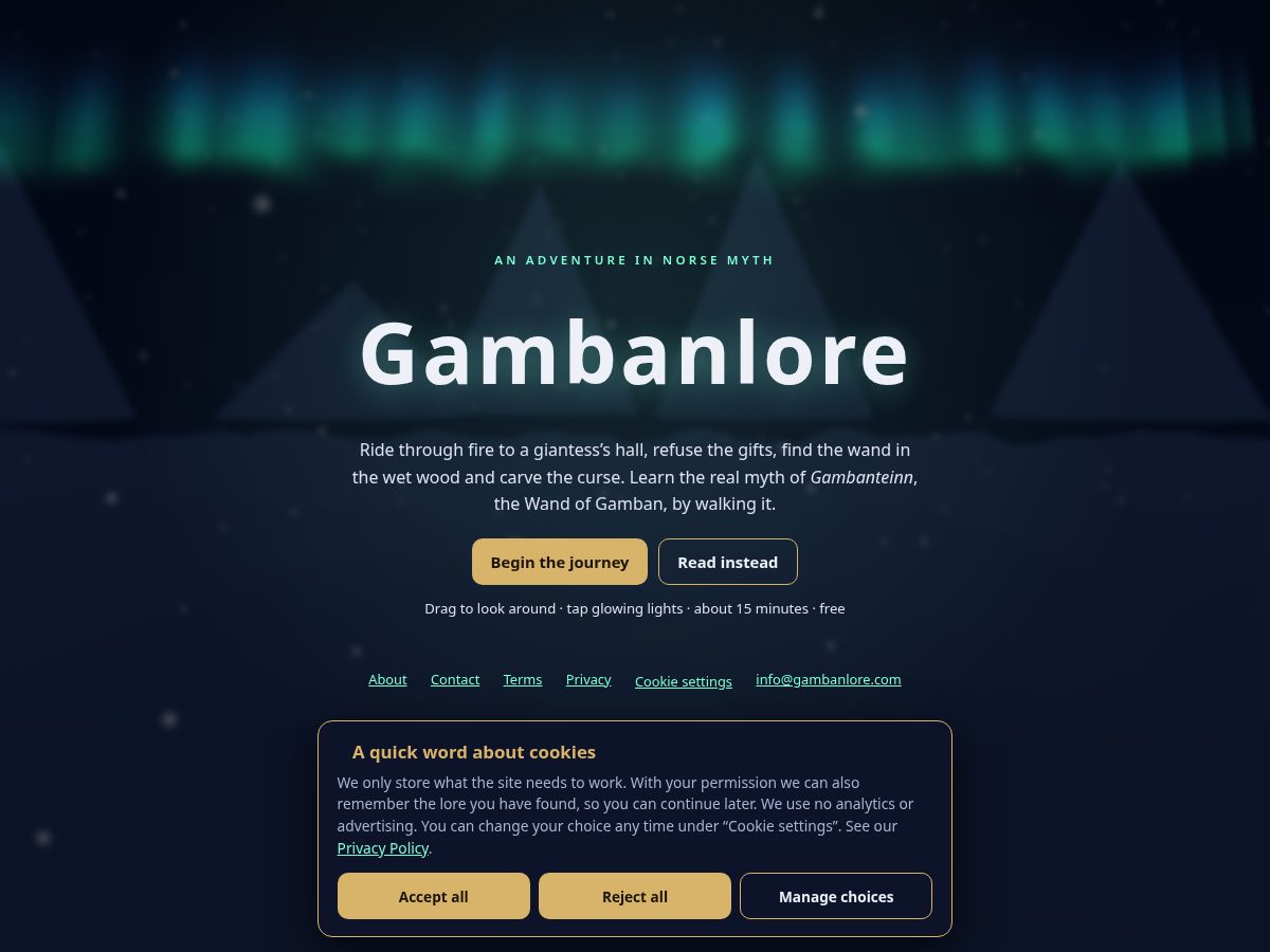 Landing-page snapshot of gambanlore.com