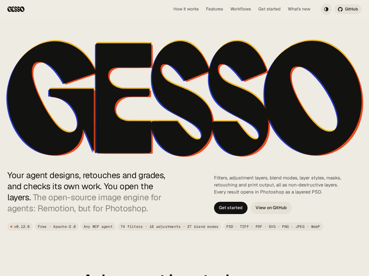 Landing-page snapshot of gesso.run