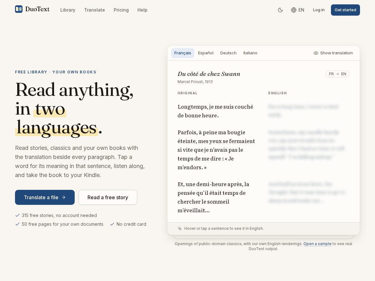 Landing-page snapshot of getduotext.com