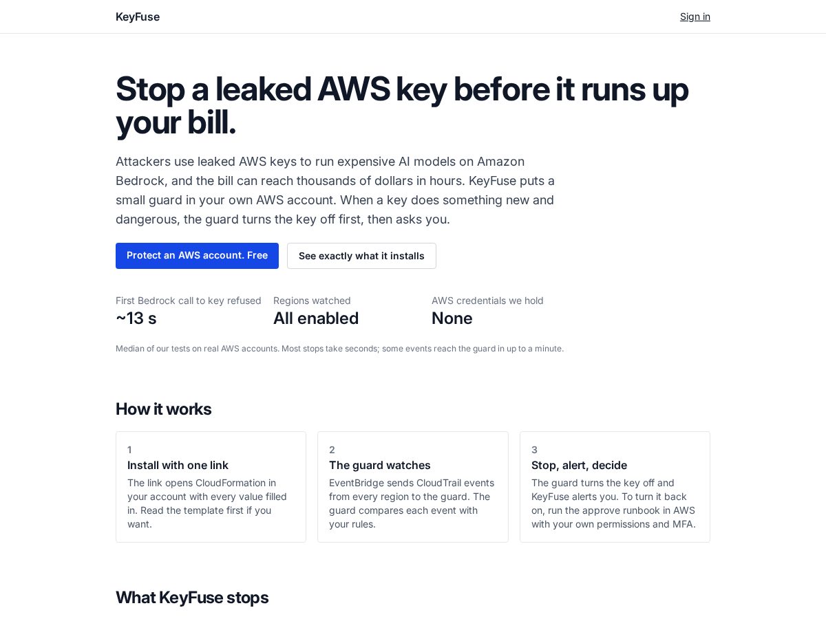 Landing-page snapshot of getkeyfuse.com