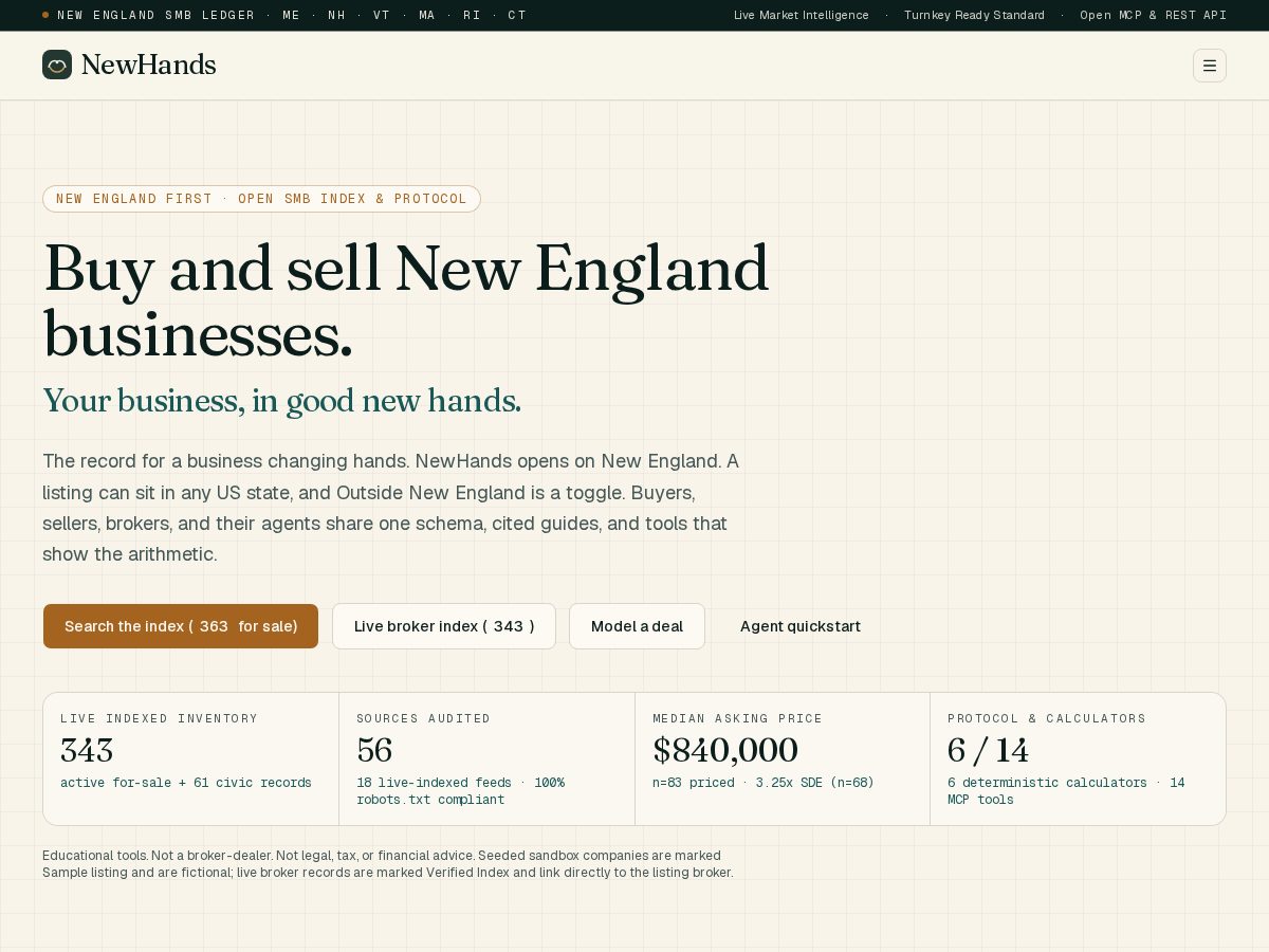 Landing-page snapshot of getnewhands.com