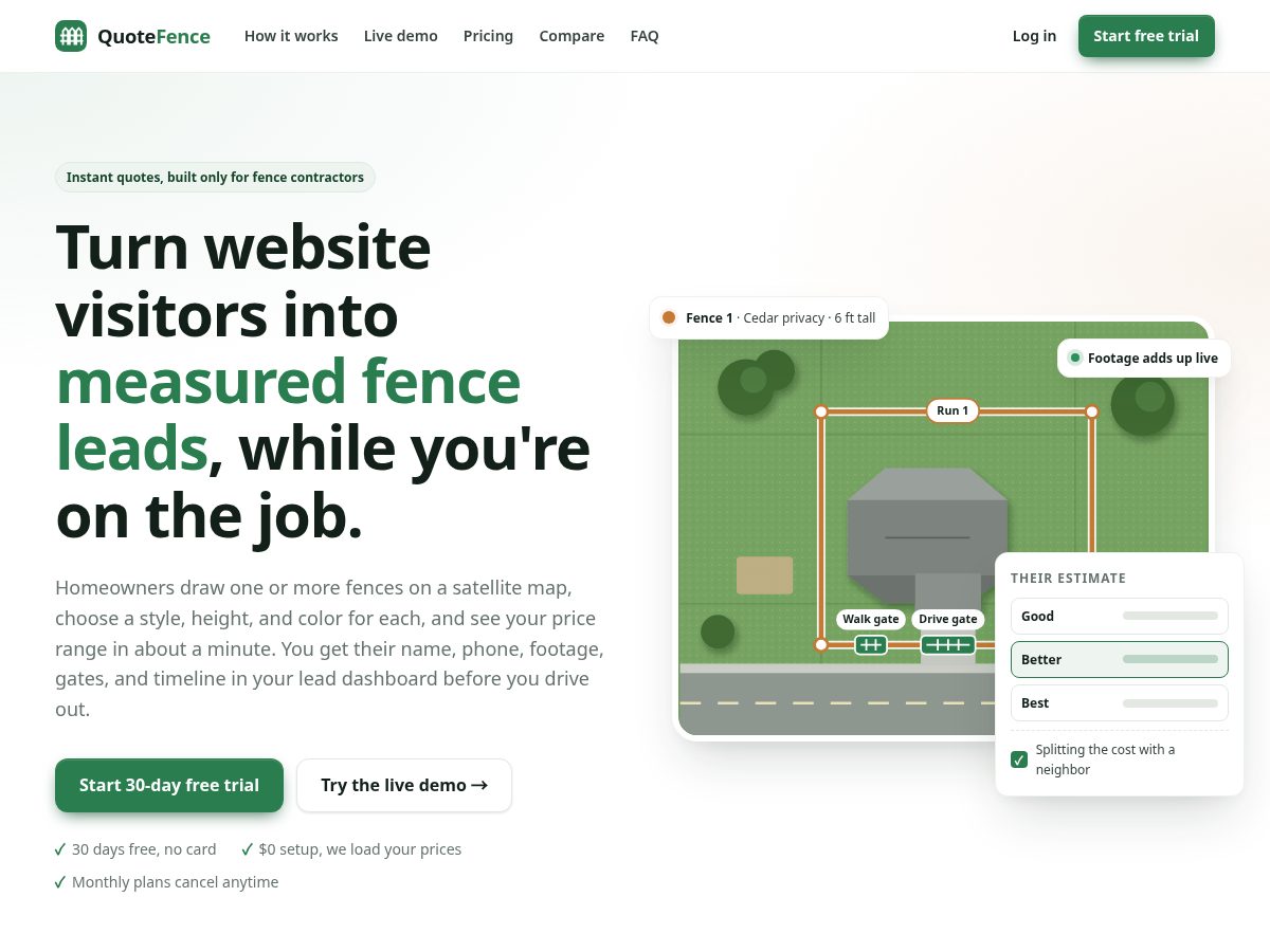 Landing-page snapshot of getquotefence.com