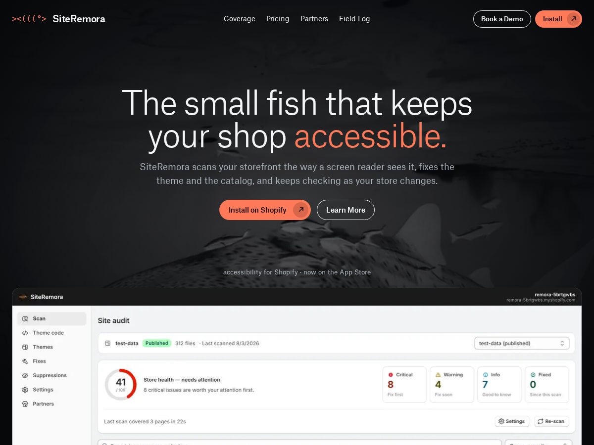 Landing-page snapshot of getsiteremora.com