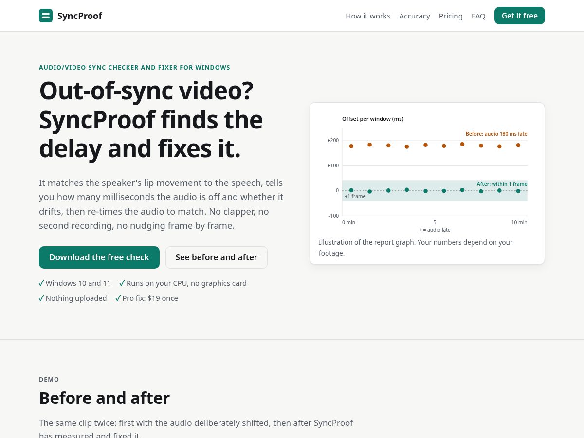 Landing-page snapshot of getsyncproof.com