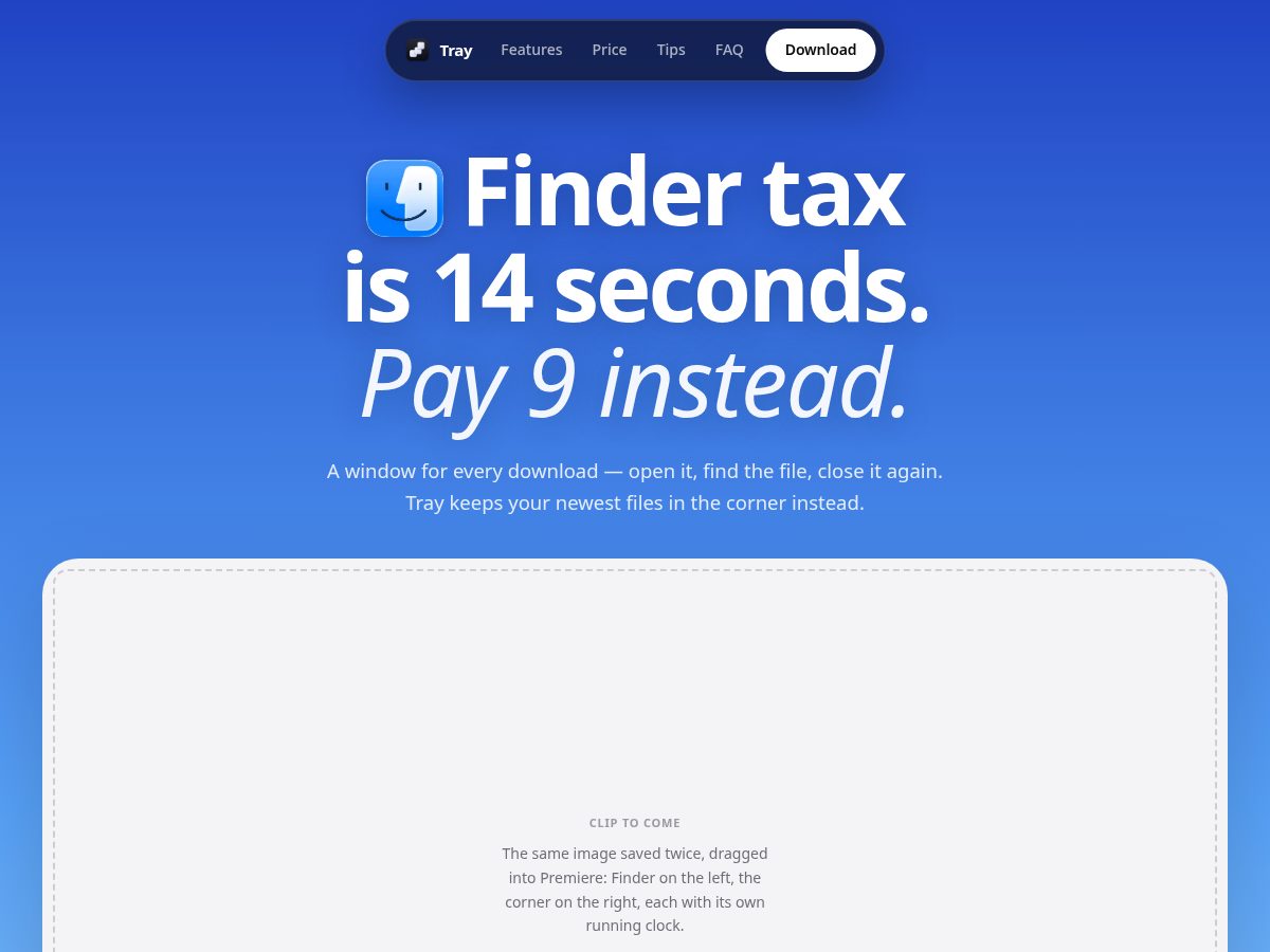 Landing-page snapshot of gettray.app