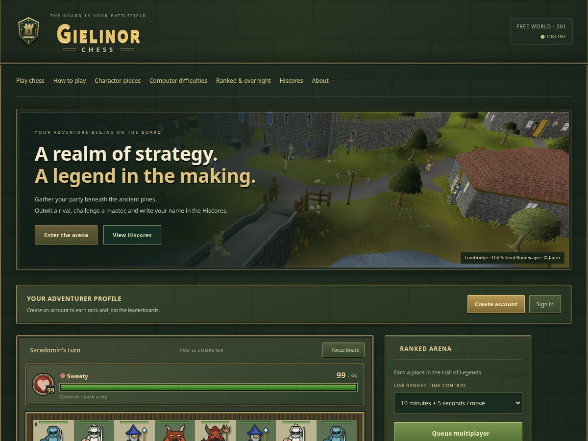Landing-page snapshot of gielinorchess.com