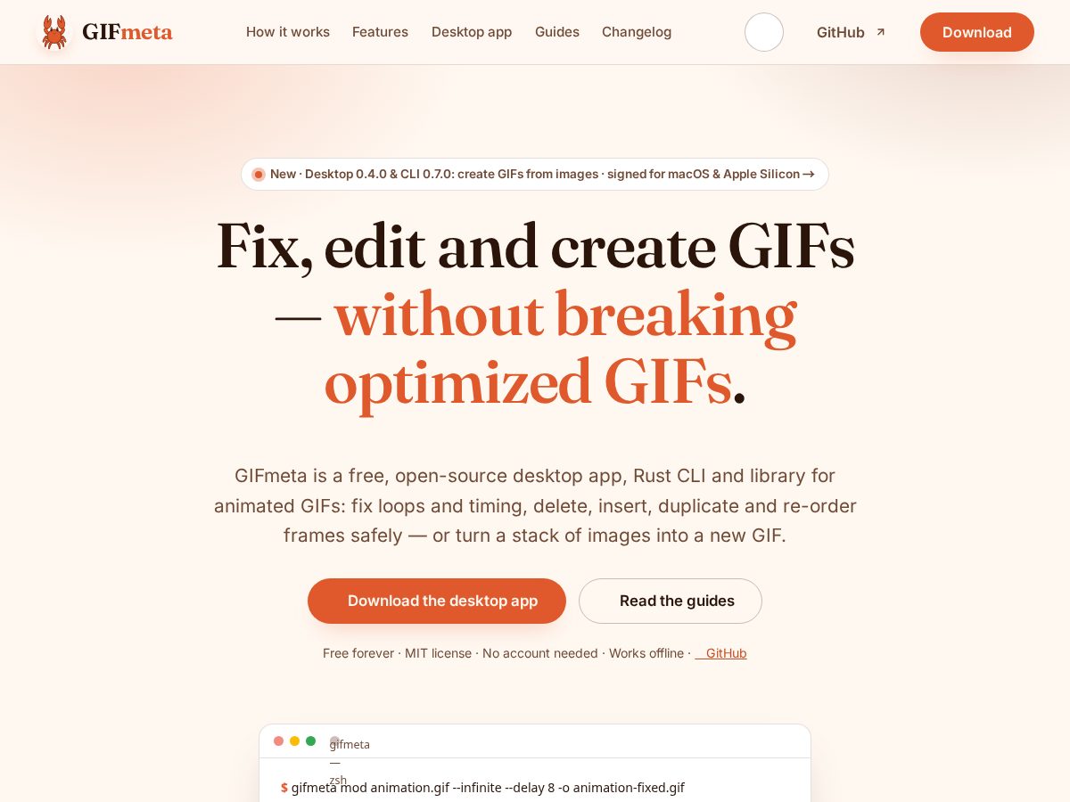 Landing-page snapshot of gifmeta.com