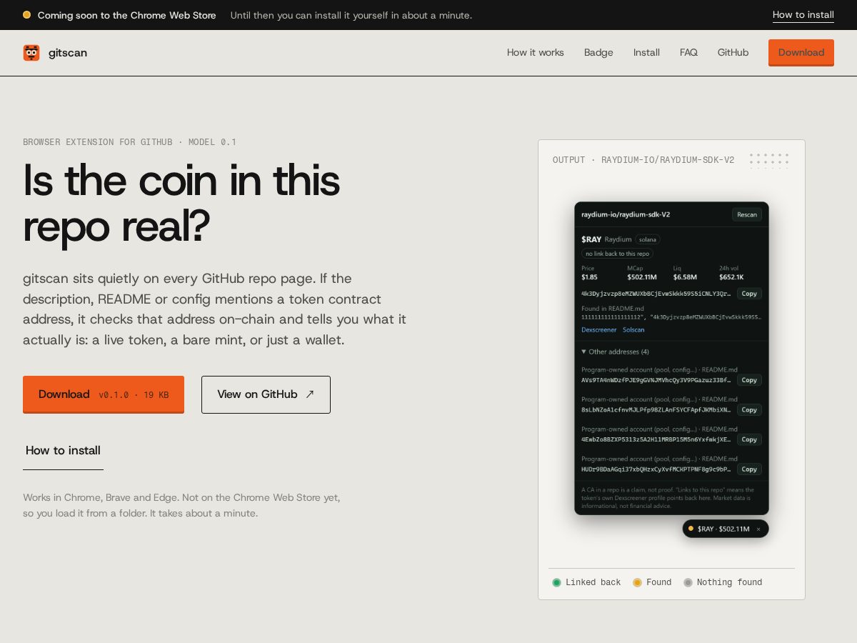 Landing-page snapshot of gitscan.fun