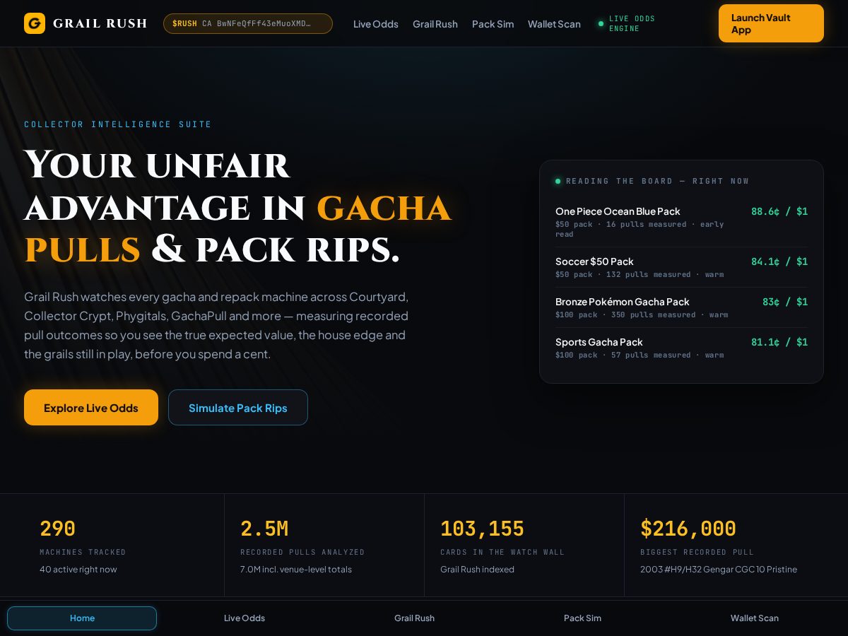 Landing-page snapshot of grailrush.xyz