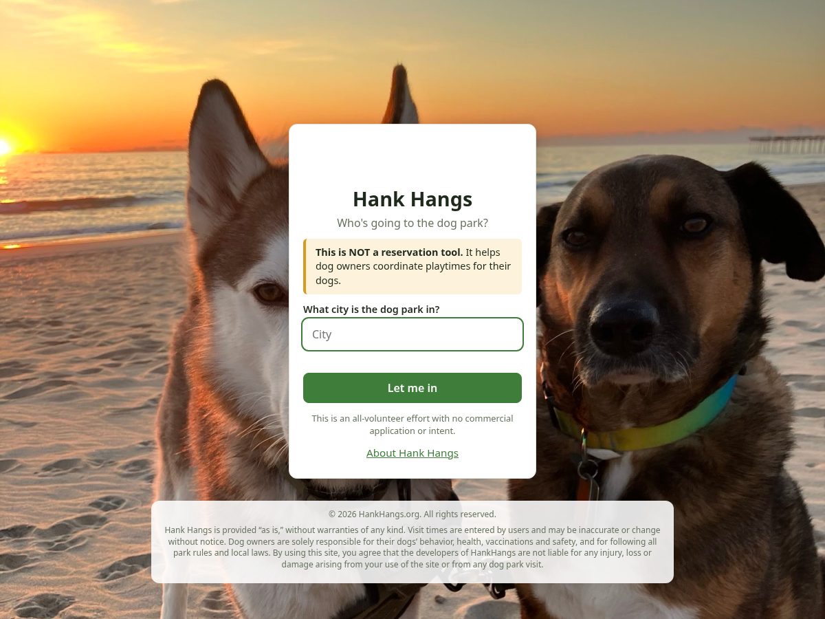 Landing-page snapshot of hankhangs.org