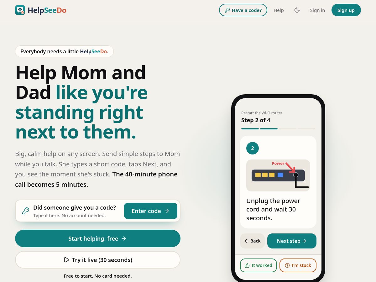 Landing-page snapshot of helpseedoo.com