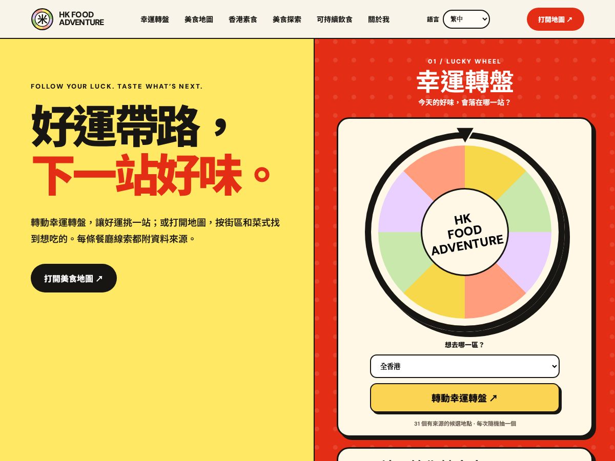 Landing-page snapshot of hkfoodadventure.com