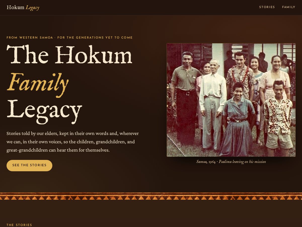 Landing-page snapshot of hokumlegacy.com