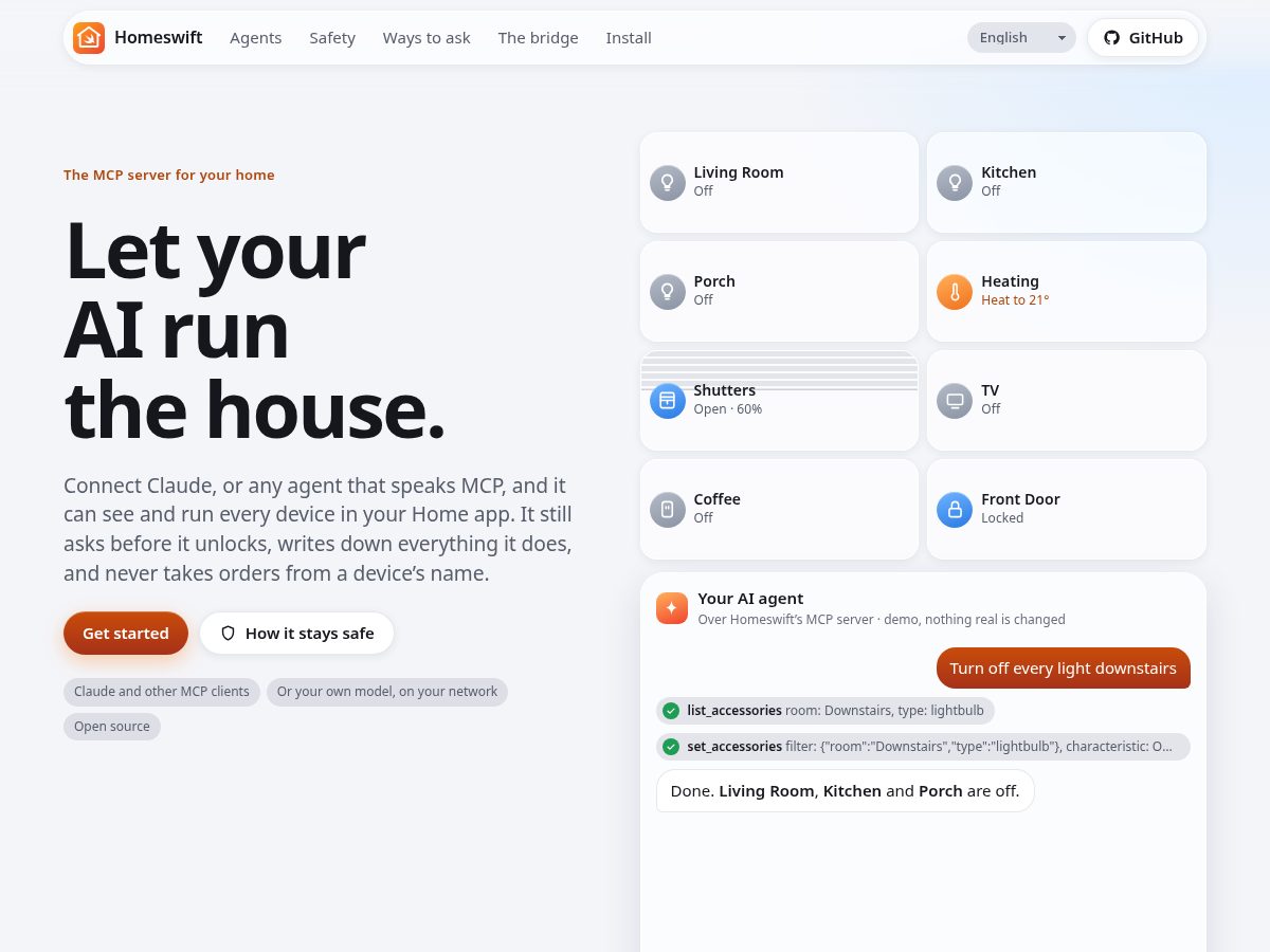 Landing-page snapshot of homeswift.dev
