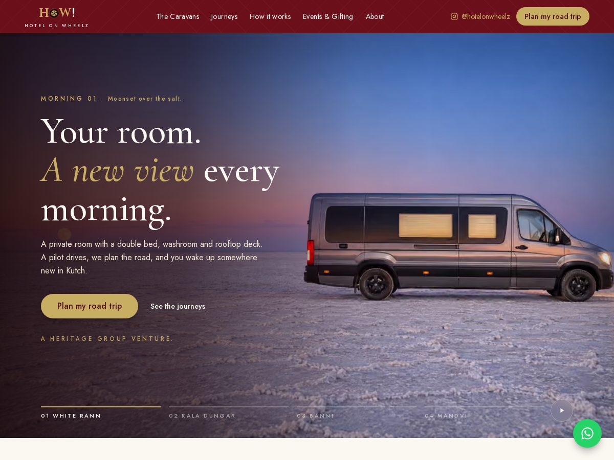 Landing-page snapshot of hotelonwheelz.com