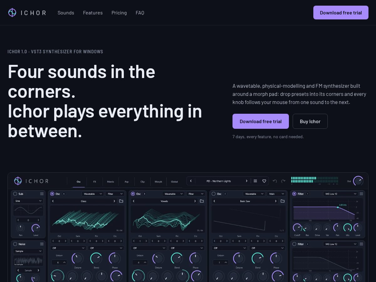 Landing-page snapshot of ichorsynth.com