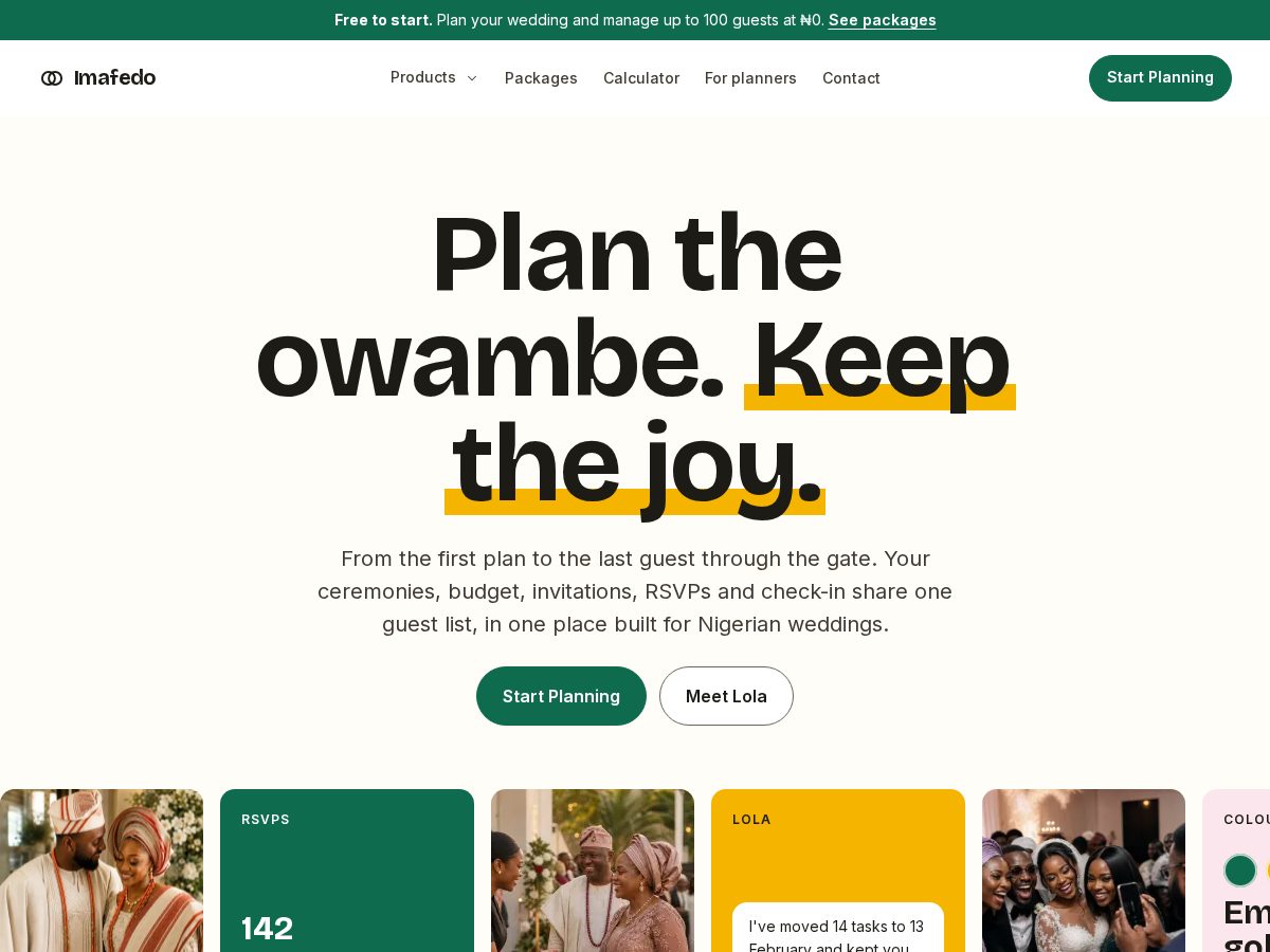 Landing-page snapshot of imafedo.com