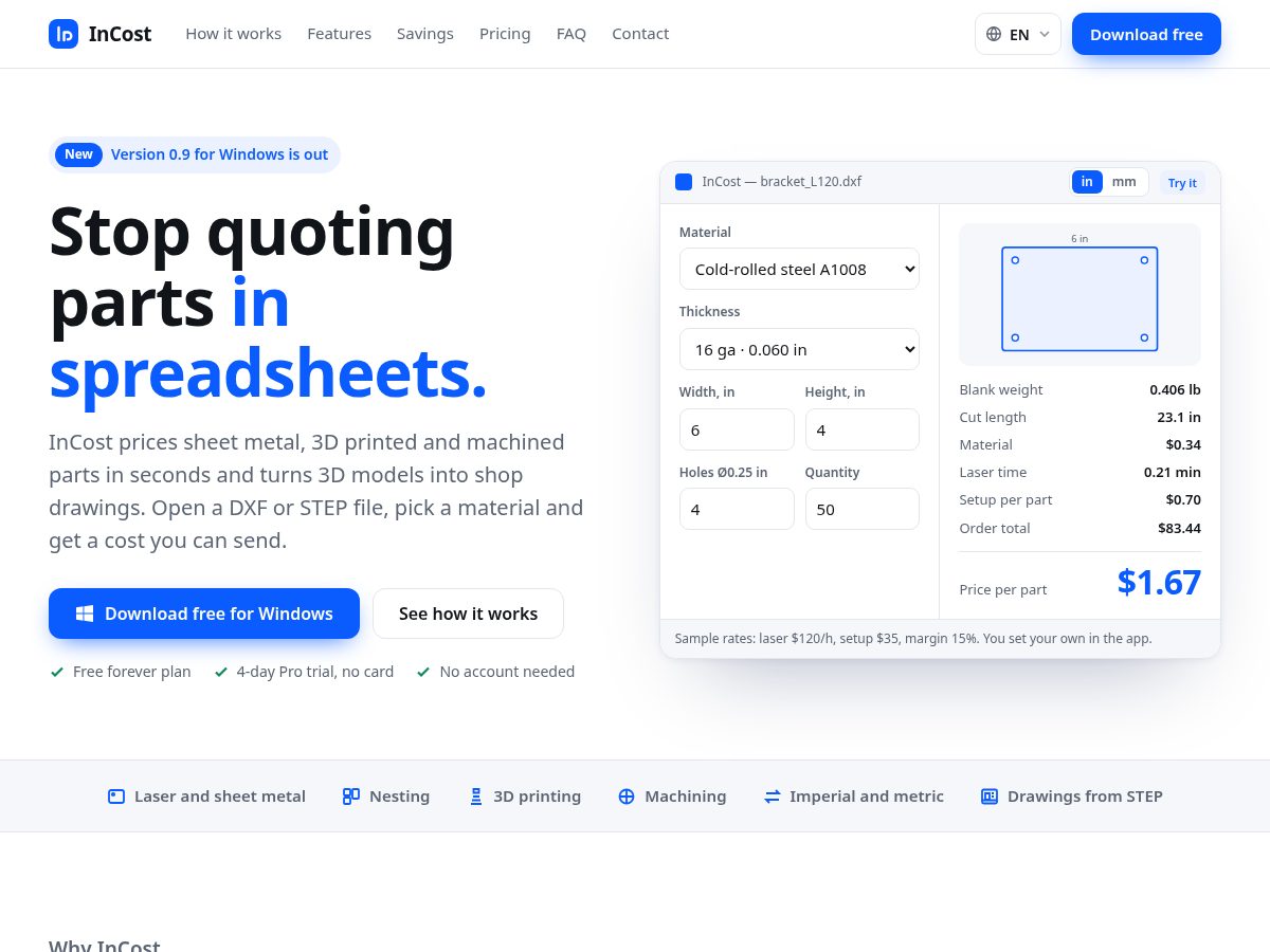 Landing-page snapshot of incost.app