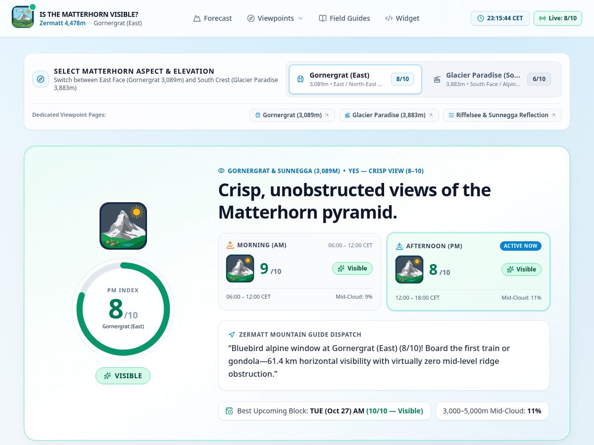 Landing-page snapshot of isthematterhornvisible.com