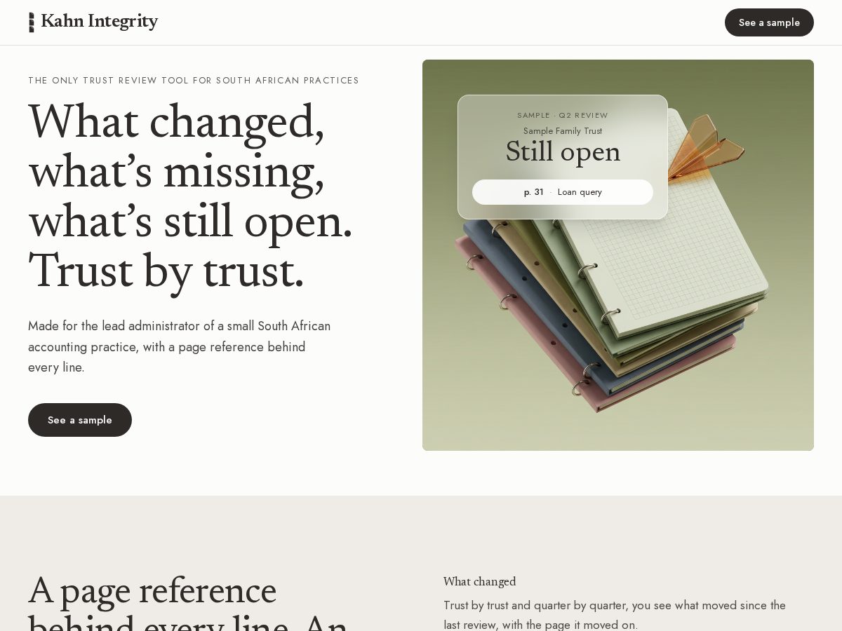 Landing-page snapshot of kahnintegrity.com