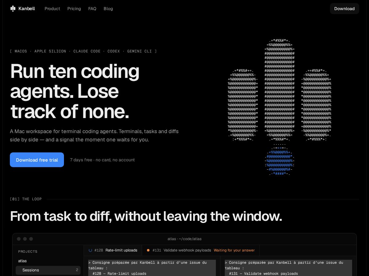 Landing-page snapshot of kanbell.com